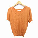 【中古】N.Natural Beauty Basic N.ナチュラルビューティーベーシック ニット カットソー 無地 シンプル 五分袖 Vネック 切替リブ 綿混...