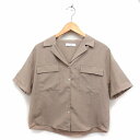 【中古】ディスコート Discoat オープンカラー シャツ ブラウス 五分袖 ゆったり M モカ /FT9 レディース 【ベクトル 古着】 230316