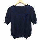 【中古】グリーンレーベルリラクシング ユナイテッドアローズ green label relaxing ニット カットソー グログランテープ リボン 五分袖 丸首...