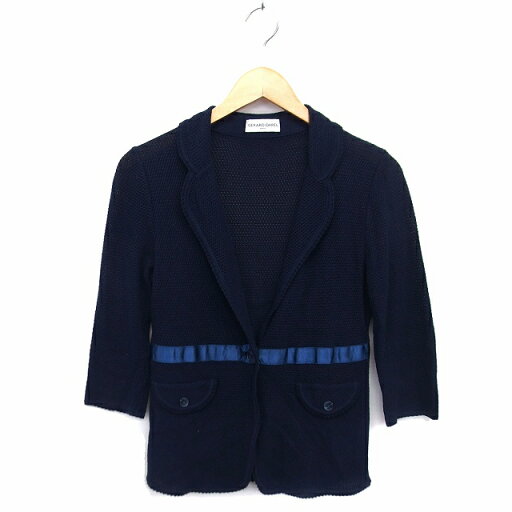 【中古】ジェラールダレル GERARD DAREL ジャケット アウター ニット テーラード 裏地なし コットン混 七分袖 M 紺 ネイビー /NT29 レディース 【ベクトル 古着】 230331 【中古】ジェラールダレル GERARD DAREL ジャケット アウター ニット テーラード 裏地なし コットン混 七分袖 M 紺 ネイビー /NT29 レディース 【ベクトル 古着】 230331