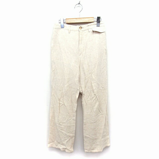 【中古】カスタネ Kastane ストレートパンツ 薄手 麻混 1 ベージュ /FT40 レディース 【ベクトル 古着】 230406
