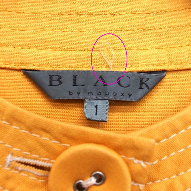 【中古】ブラック バイ マウジー BLACK by moussy ノーカラー ジャケット シンプル ステッチ 七分袖 丸首 コットン 綿 麻混 1 マスタード からし /HT26 レディース 【ベクトル 古着】 230403