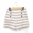 【中古】シンシアローリー CYNTHIA ROWLEY キュロット ショート パンツ ボーダー ラメ 2 ベージュ アイボリー 茶 /TT4 レディース 【ベク...