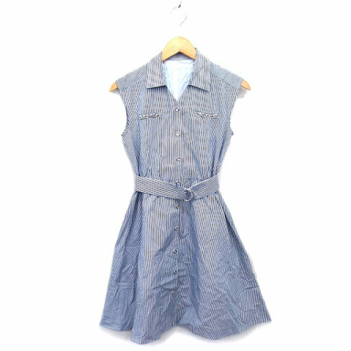 【中古】トッコ TOCCO ワンピース シャツワンピ フレア ひざ丈 ひざ下 コットン混 ベルト ビーズ装飾 ストライプ ノースリーブ 9AR 紺 ネイビー /NT20 レディース 【ベクトル 古着】 230501 【中古】トッコ TOCCO ワンピース シャツワンピ フレア ひざ丈 ひざ下 コットン混 ベルト ビーズ装飾 ストライプ ノースリーブ 9AR 紺 ネイビー /NT20 レディース 【ベクトル 古着】 230501