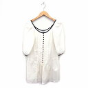 【中古】フリージアバイフリーズマート Freesia by FREE'S MART チュニック ブラウス ノーカラー 透け感 タック リボン ギャザー 五分袖 ...