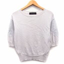 【中古】ジュエルチェンジズ Jewel Changes アローズ ニット カットソー 切替レース 花柄 リブ 七分袖 丸首 コットン 綿 ライトグレー 灰 /H...