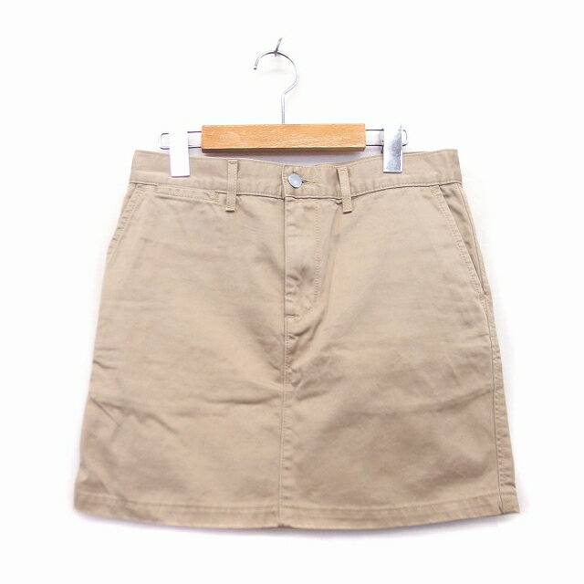 【中古】エドウィン EDWIN スカート 台形スカート ミニ コットン 27 ライトベージュ /KT9 レディース 【ベクトル 古着】 230428