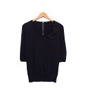 【中古】ウィルセレクション WILLSELECTION チュニック ニット 七分袖 Uネック リボン ビジュー 1 ブラック 黒 /KT21 レディース 【ベク...