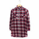 【中古】シップス SHIPS チェック柄 シャツワンピース 長袖 ひざ丈 コットン 綿 S レッド 赤 /FT31 レディース 【ベクトル 古着】 230428