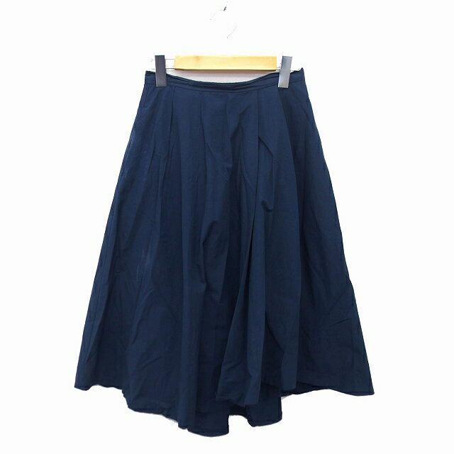 【中古】ロッソ ROSSO アーバンリサーチ スカート フレア ロング コットン混 タック サイドジップ 無地 38 紺 ネイビー /NT18 レディース 【ベクトル 古着】 230510(4)