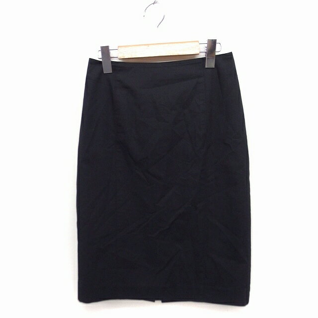 【中古】ブリジット BRIGITTE タイトスカート ひざ下丈 スリット 無地 コットン 綿 9 ブラック 黒 /FT46 レディース 【ベクトル 古着】 230512
