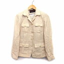 【中古】エヴェックス バイ クリツィア EVEX by KRIZIA テーラード ジャケット シングル シンプル ラメ混 リネン 麻 40 ベージュ /HT7 レディース 【ベクトル 古着】 230517(4)