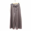 【中古】ドロシーズ DRWCYS ワイドパンツ グレンチェック リボン フロントクロス 1 グレー 灰 /FT8 レディース 【ベクトル 古着】 230515