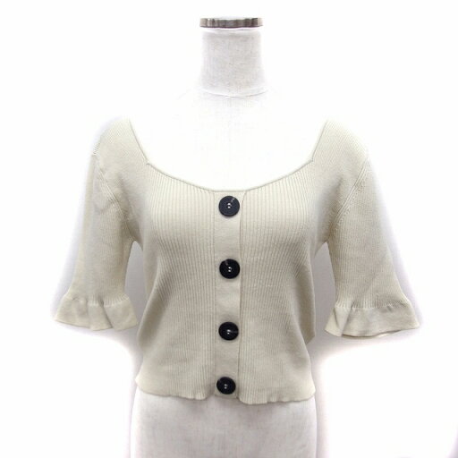 【中古】マウジー moussy フロントボタン クロップド ニット セーター 五分袖 F アイボリー /FT18 レディース 【ベクトル 古着】 230515 【中古】マウジー moussy フロントボタン クロップド ニット セーター 五分袖 F アイボリー /FT18 レディース 【ベクトル 古着】 230515