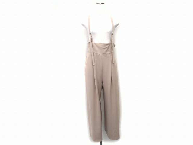 【中古】グリーンレーベルリラクシング ユナイテッドアローズ green label relaxing サロペット パンツ ワイド タック サイドジップ 無地 36 ベージュ /NT35 レディース 【ベクトル 古着】 230525