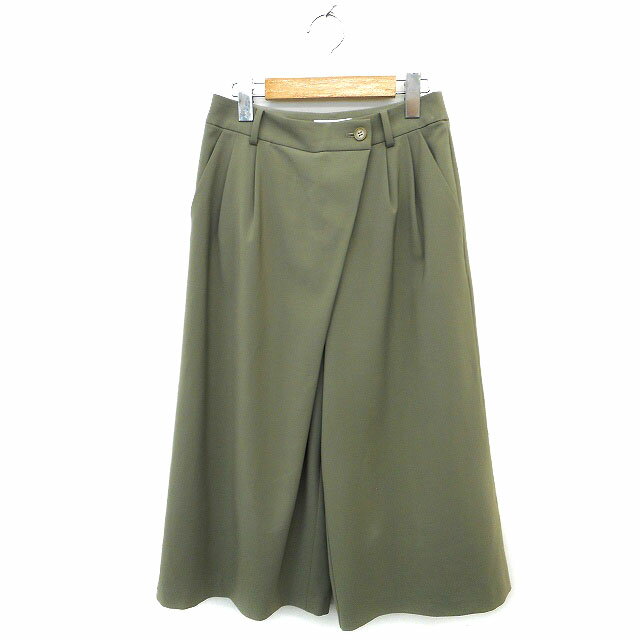 Other - 【中古】ノーリーズ Nolley's ガウチョパンツ ワイド クロップド タック 無地 36 カーキ /NT20 レディース 【ベクトル 古着】 230621