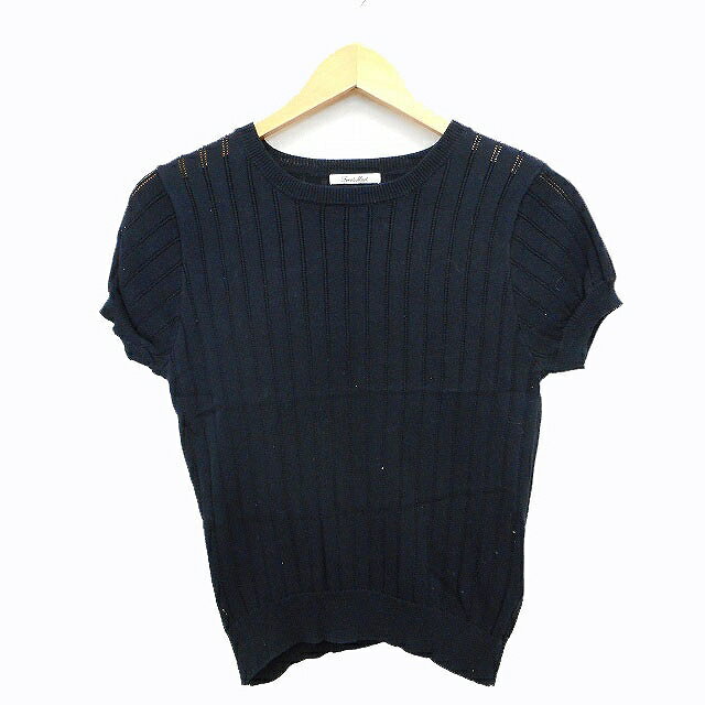 【中古】フリーズマート Free's Mart ニット カットソー ショート丈 かぎ針編み シンプル 切替リブ 半..