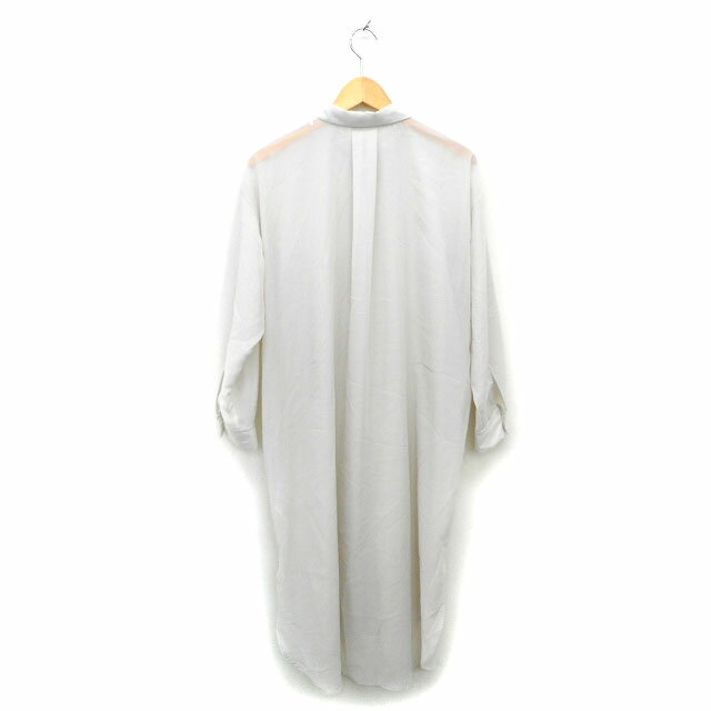 【中古】オペークドットクリップ OPAQUE.CLIP シャツワンピ ワンピース Iライン ロング シアー ステンカラー ドロップショルダー 長袖 L ライトグレー /NT5 レディース 【ベクトル 古着】 230703