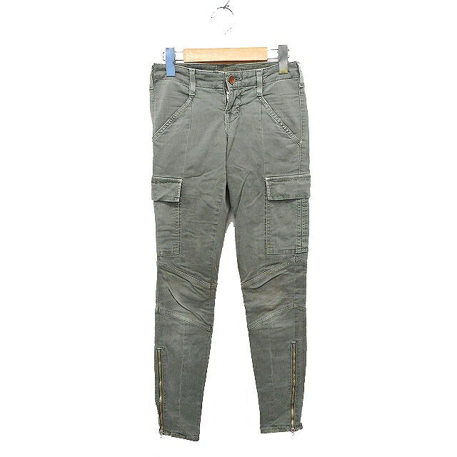 【中古】ジェイブランド J BRAND カーゴ スキニー スリム パンツ ミリタリー ZIP 無地 綿 23 カーキ /FT4 レディース 【ベクトル 古着】 230705