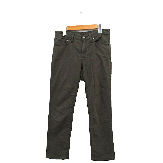 【中古】23区 オンワード樫山 パンツ クロップドパンツ コットン シンプル 36 カーキ /KT2 レディース 【ベクトル 古着】 230626