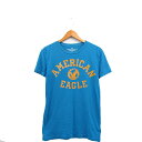 【中古】アメリカンイーグルアウトフィッターズ AMERICAN EAGLE outfitters Tシャツ カットソー 半袖 コットン ロゴプリント XS ブルー 青 /KT6 メンズ 【ベクトル 古着】 230705