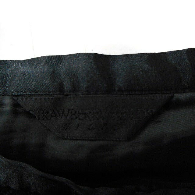 【中古】ストロベリーフィールズ STRAWBERRY-FIELDS レース ティアード スカート ひざ丈 フレア コットン 綿 ブラック 黒 /FT24 レディース 【ベクトル 古着】 230712