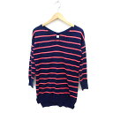 【中古】ノーリーズ Nolley's ニット ボーダー柄 チュニック Vネック 長袖 ネイビー 紺 ピンク /FT29 レディース 【ベクトル 古着】 230721(4)