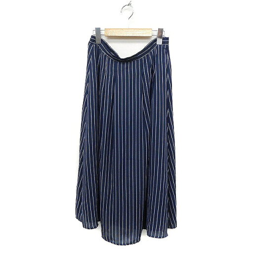 【中古】グローバルワーク GLOBAL WORK タック フレアスカート ロング ストライプ柄 L ネイビー 紺 /FT24 レディース 【ベクトル 古着】 230729 【中古】グローバルワーク GLOBAL WORK タック フレアスカート ロング ストライプ柄 L ネイビー 紺 /FT24 レディース 【ベクトル 古着】 230729