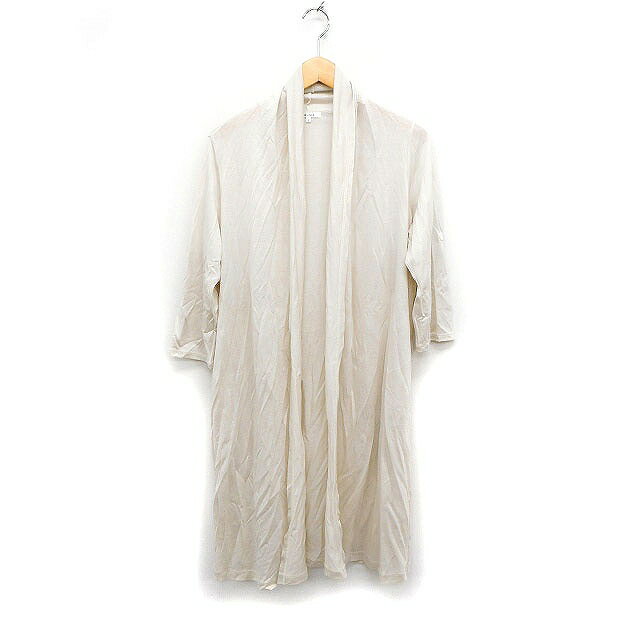 【中古】ルーニィ LOUNIE オープン カーディガン ロング丈 無地 テンセル F ベージュ /FT29 レディース 【ベクトル 古着】 230803