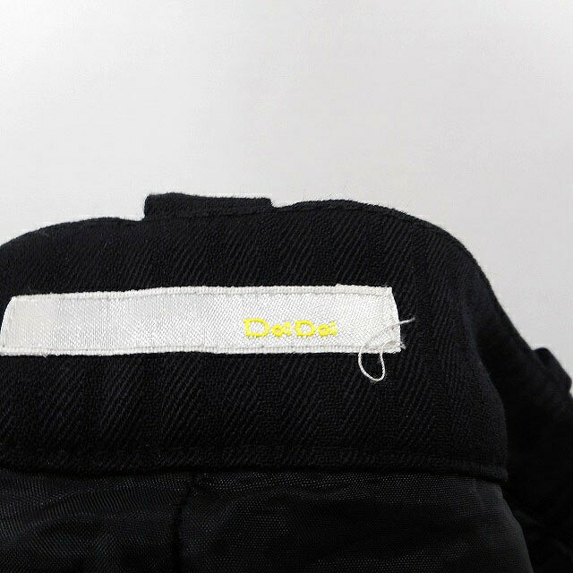 【中古】ドゥドゥ DOUDOU センタープレス パンツ セミワイド ストライプ 柄 ロールアップ ベルト通しボタン ウール 毛 1 ブラック 黒 /HT29 レディース 【ベクトル 古着】 230901