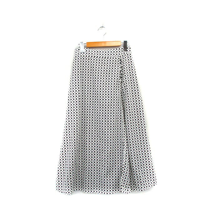 【中古】レイカズン Ray cassin スカート フレア ロング 総柄 F ホワイト 白 /KT28 レディース 【ベクトル 古着】 230908