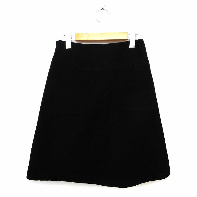 【中古】シンプリシテェ SIMPLICITE スカート フレア ひざ丈 ウール サイドジップ シンプル 36 黒 ブラック /NT11 レディース 【ベクトル 古着】 230913