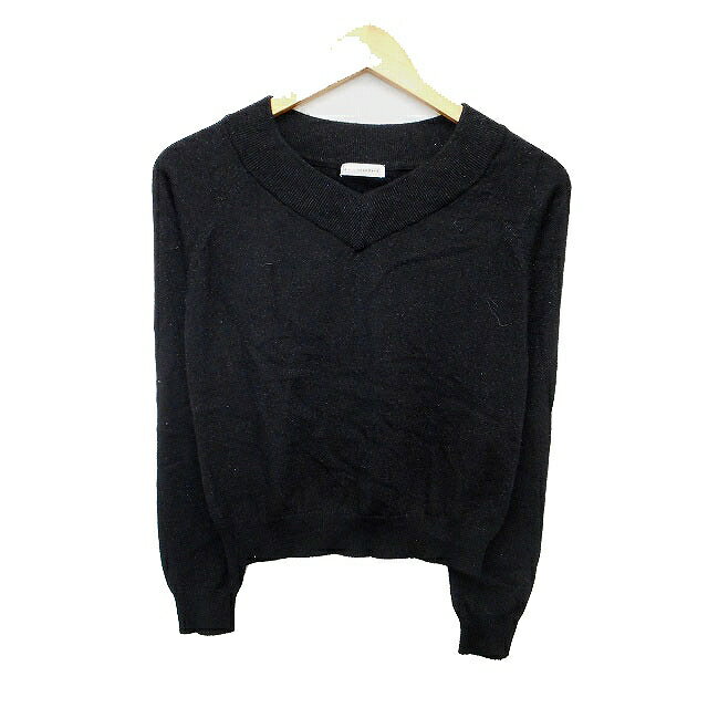 V-Neck - 【中古】アー・ヴェ・ヴェスタンダード ミッシェルクラン a.v.v standard セーター ニット ショート丈 ラメ混 切替リブ ラグランスリーブ 長袖 Vネック S ブラック 黒 /HT10 レディース 【ベクトル 古着】 230915