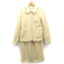 【中古】ペイトンプレイス PEYTON PLACE ワンピーススーツ ステンカラー ジャケット ロング ニット フェイクファー 半袖 丸首 ウール混 9 ライト...