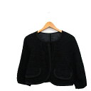 【中古】ミッシェルクラン MICHEL KLEIN ノーカラー ジャケット コットン ツイード 34 ブラック 黒 /KT18 レディース 【ベクトル 古着】 230925(4)