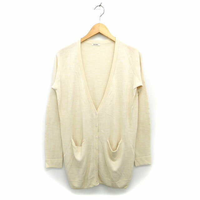 【中古】マウジー moussy カーディガン ニット ロング リブ ゆったり ハイゲージ 長袖 F ベージュ /NT28 レディース 【ベクトル 古着】 230929