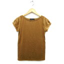 【中古】グリーンレーベルリラクシング ユナイテッドアローズ green label relaxing カットソー Tシャツ ボートネック パイル 切替 半袖 キャメル /NT13 レディース 【ベクトル 古着】 231019(4)