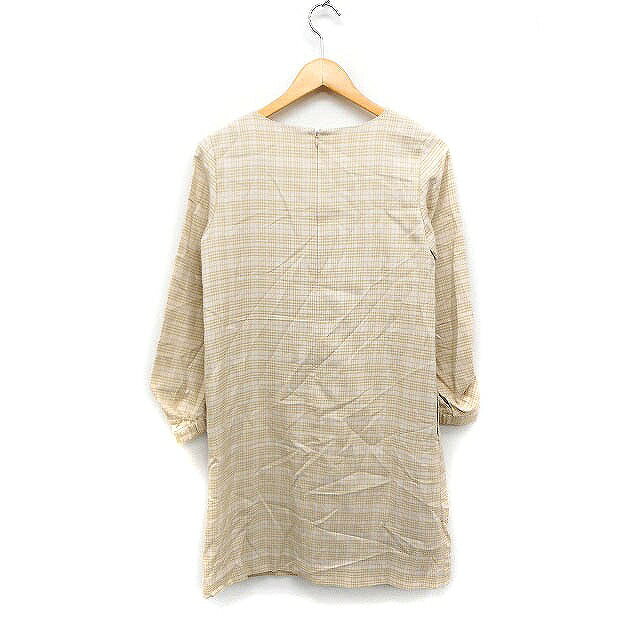 【中古】ロペピクニック ROPE Picnic チェック柄 ワンピース 長袖 ひざ丈 丸首 ストレート 38 ベージュ /FT3 レディース 【ベクトル 古着】 231026 auc-vector-19513899 ブランド古着の買取販売ベクトル サンプル画像2