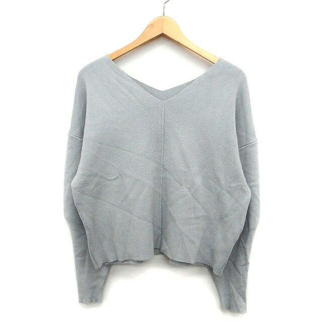 【中古】ムルーア MURUA セーター ニット 無地 シンプル シーム ボリューム袖 長袖 Vネック F スモーク..