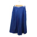 【中古】インデックス INDEX ガウチョパンツ ワイド クロップド タック サイドジップ ゆったり M 青 ブルー /NT4 レディース 【ベクトル 古着】 ...