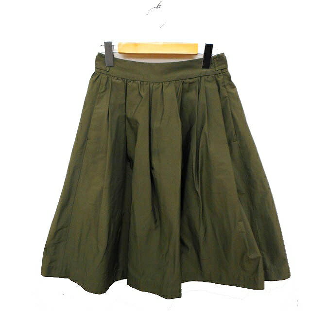 【中古】コントワーデコトニエ COMPTOIR DES COTONNIERS タック フレアスカート ひざ下丈 ミディ丈 無地 5 カーキ /FT23 レディース 【ベクトル 古着】 231117