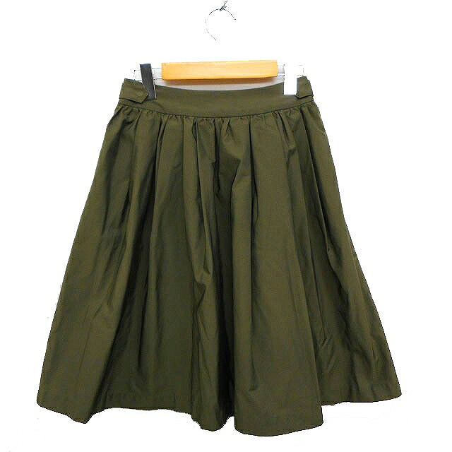 【中古】コントワーデコトニエ COMPTOIR DES COTONNIERS タック フレアスカート ひざ下丈 ミディ丈 無地 5 カーキ /FT23 レディース 【ベクトル 古着】 231117