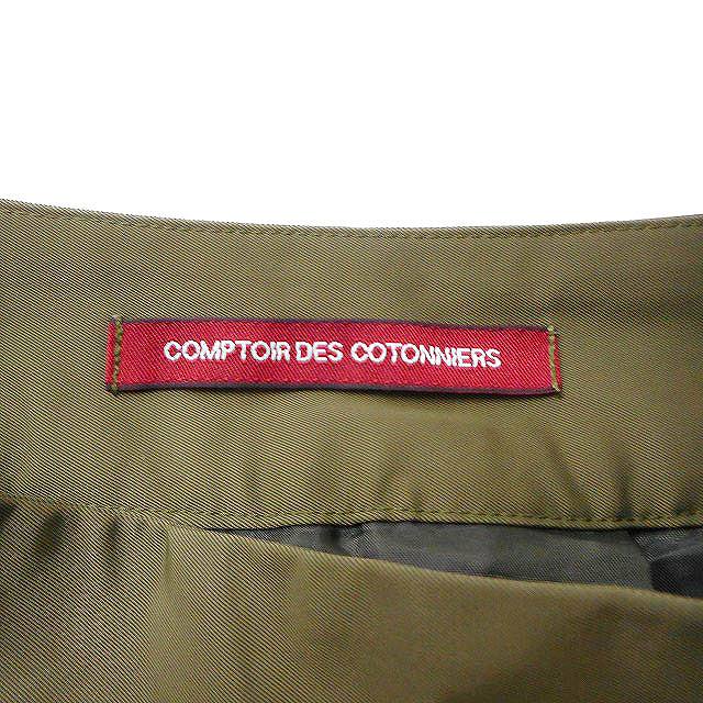 【中古】コントワーデコトニエ COMPTOIR DES COTONNIERS タック フレアスカート ひざ下丈 ミディ丈 無地 5 カーキ /FT23 レディース 【ベクトル 古着】 231117