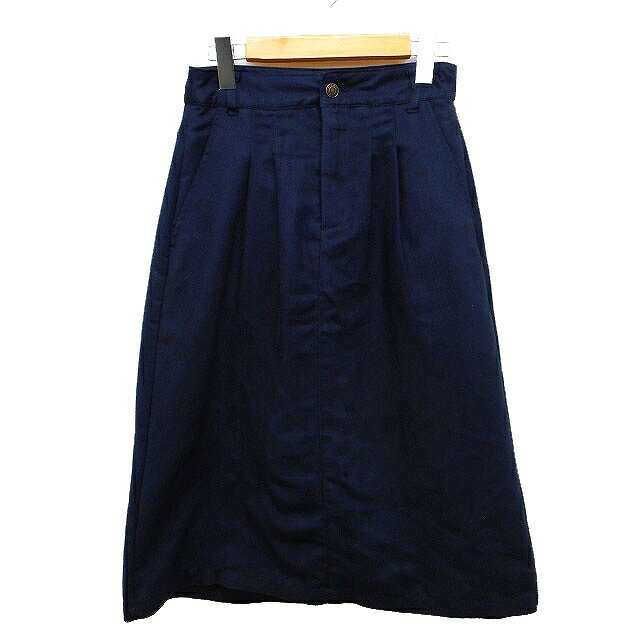 【中古】アーバンリサーチ URBAN RESEARCH Aライン スカート ロング スエード調 無地 シンプル タック 36 ネイビー 紺 /HT14 レディース 【ベクトル 古着】 231115