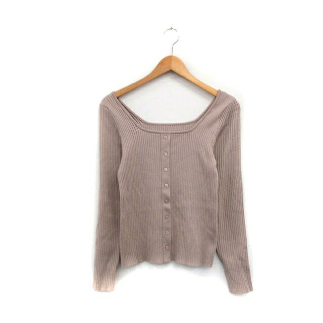 【中古】ダブルクローゼット w closet ニット カーディガン 長袖 スクエアネック シンプル ベージュ /KT23 レディース 【ベクトル 古着】 231113