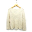 【中古】ナチュラルビューティーベーシック NATURAL BEAUTY BASIC ニット セーター ウール混 アルパカ混 リブ プランジングネック 長袖 M ベージュ /NT30 レディース 【ベクトル 古着】 231117