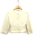 【中古】ボールジー BALLSEY トゥモローランド ノーカラー ジャケット アウター フリンジ ウール 38 アイボリー 白 /FT25 レディース 【ベクトル 古着】 231207(4)