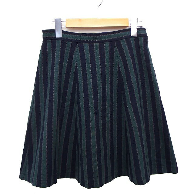 【中古】フレディ&グロスター FREDY&GLOSTER ニット スカート フレア 膝上 ミニ ストライプ 柄 綿混 38 ブラック 黒 /HT34 レディース 【ベクトル 古着】 231214