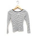 【中古】チーク cheek リブ カットソー Tシャツ 長袖 ボーダー柄 丸首 コットン 綿 ホワイト 白 /FT27 レディース 【ベクトル 古着】 231122
