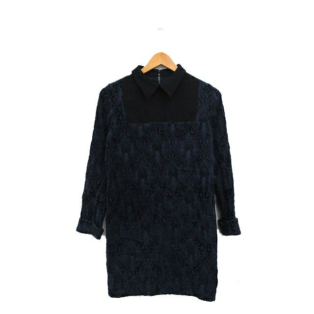 【中古】ジンジャーエールトーキョー GINGERALE TOKYO ワンピース 長袖 ミニ スエード調 総柄 99 ネイ..